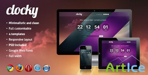 ThemeForest - Clocky - Amaizing Under Construction Page - RIP