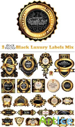 Black Luxury Labels Mix Vector