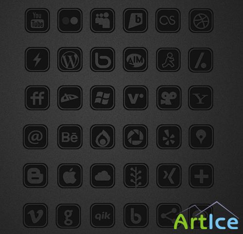 Psd Dark Icons Social