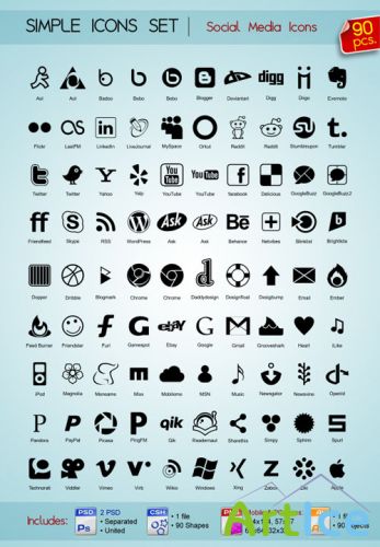 90 Social Media Icons