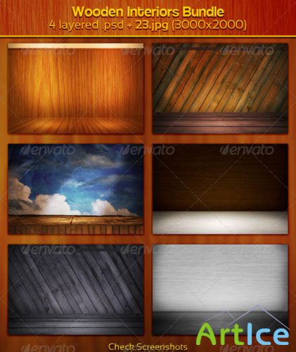 GraphicRiver - Wooden Interiors Bundle 1599371