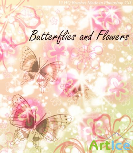 Butterflies And Flowers Brushes Set