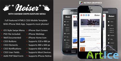 ThemeForest - Noiser Mobile Retina | HTML5 & CSS3 And iWebApp - RIP