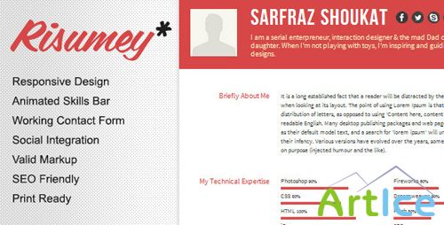 ThemeForest - Responsive HTML5 CSS3 Resume Template - Risumey - RIP