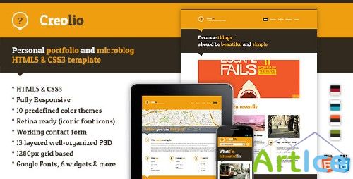ThemeForest - Creolio - Personal portfolio and microblog HTML