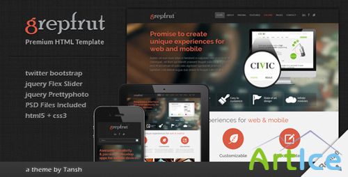 ThemeForest - Grepfrut Responsive Software HTML Template - RIP