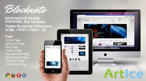 ThemeForest - Blocknote - Responsive Website for Band/Musician