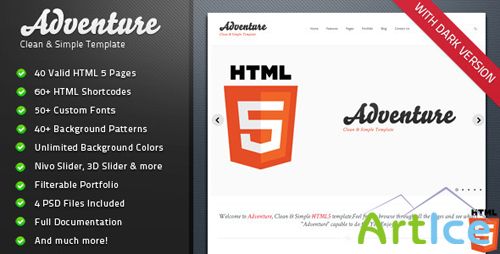 ThemeForest - Adventure v1.1 - Clean & Simple HTML 5 Template