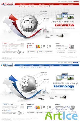 Red Business Network Korea PSD Web Templates