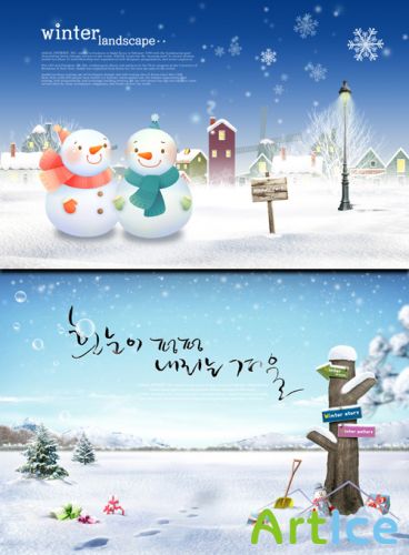 PSD Sources - Winter Story Two Snowmen