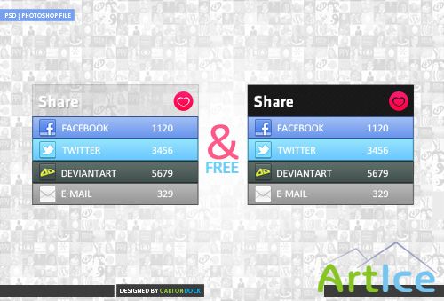 Elegant Share Widget .PSD