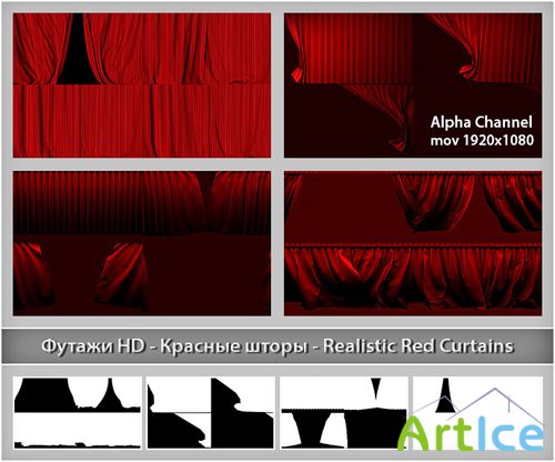 Alpha Channel Footage HD - Red Curtains