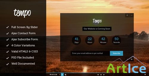 ThemeForest - Tempo v1.1 - Full Screen Coming Soon Template (Update)