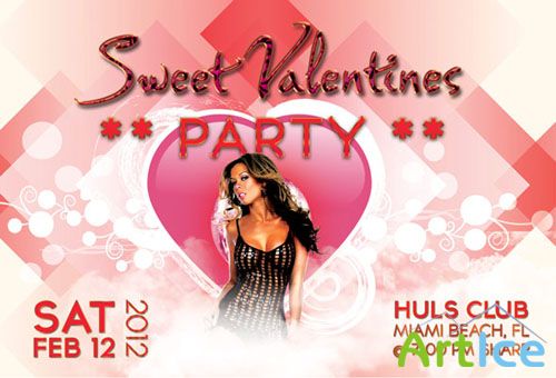 PSD Template - Sweet Valentines Party Flyer/Poster