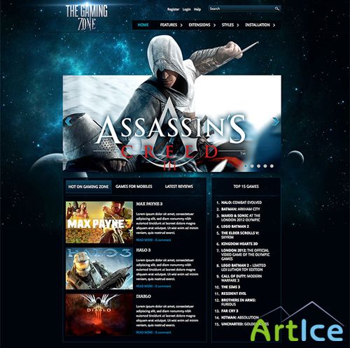 HotJoomlaTemplates - HOT Gaming Zone - Template for Joomla 2.5