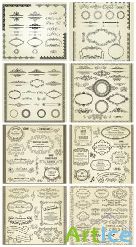 Vintage set of calligraphic elements vector 2013