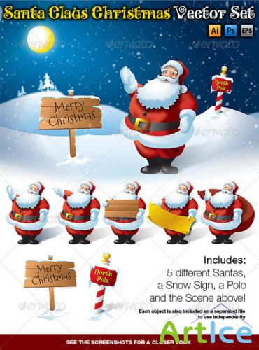 GraphicRiver - Santa Claus Christmas Vector Set 742134