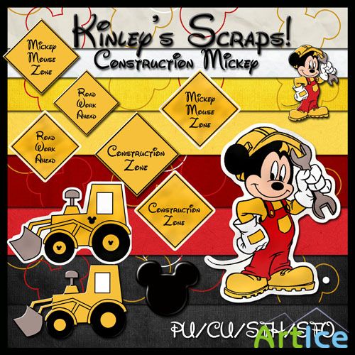 Scrap Set -  Construction Mickey