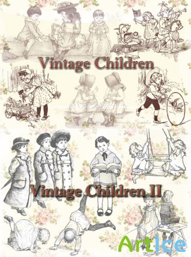 Photoshop Brushes - Vintage Children 1 & 2