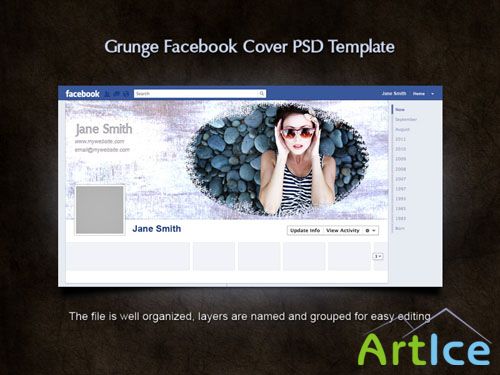 Grunge Facebook Cover PSD Template