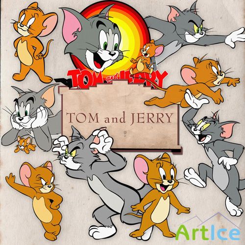 Scrap-set - Tom and Jerry Illustrations In PNG