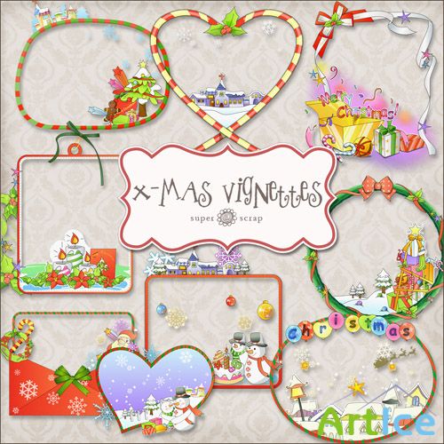 Scrap Set - X-mas Vignettes PNG Files