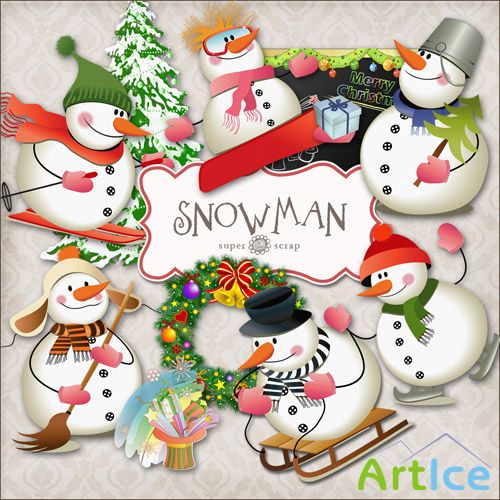 Scrap Set - Snowman PNG Files