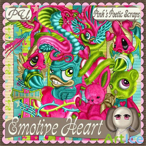 Scrap Set -  Emotive Heart PNG and JPG Files