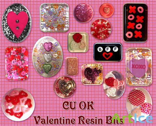 Scrap Set - Valentine Resin Bits PNG Files