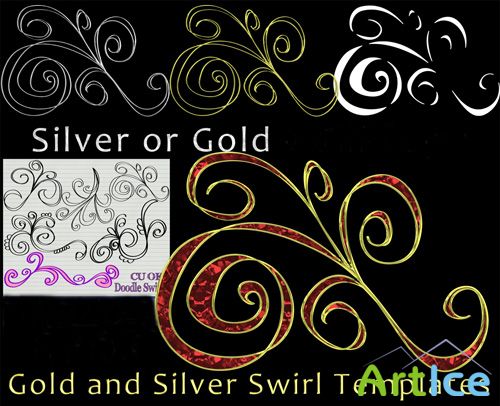 Scrap Set - Gold and Silver Swirl Templates