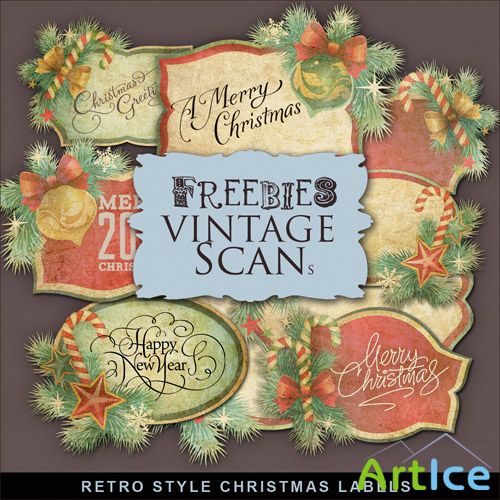 Scrap-kit - Retro Style Christmas Labels