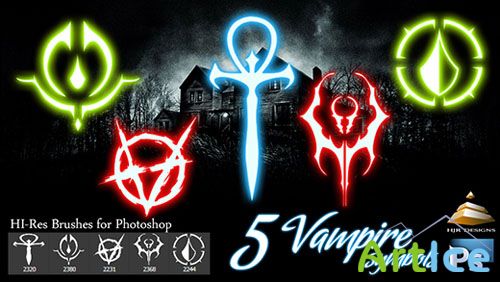 5 HI-Res Vampire Symbols Photoshop Brushes