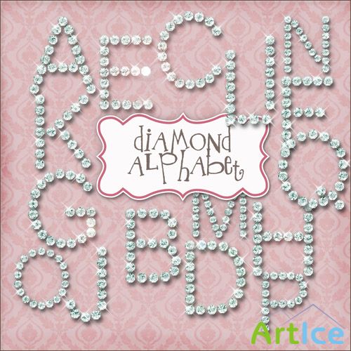 Scrap Kit - Diamond Alphabet PNG Files