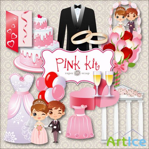 Scrap Set - Pink Kit PNG and JPG Files