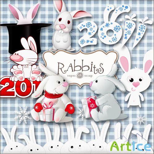 Scrap Set - Rabbits PNG and JPG Files