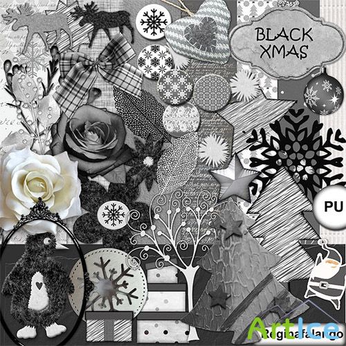 Scrap Set - Black Xmas PNG and JPG Files