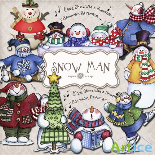 Scrap Set - Snow MAn PNG Files