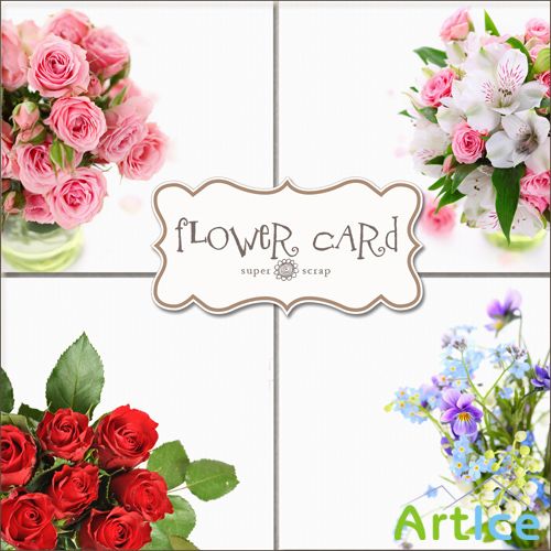 Scrap Set - Flower Card PNG Files