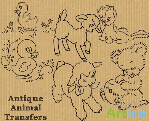 Scrap Set - Antique Animal Transfers