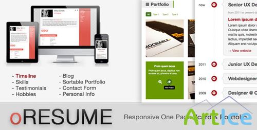 ThemeForest - oRESUME - Responsive Vcard & Portfolio