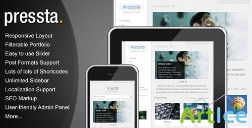 ThemeForest - Pressta v1.1 - Responsive Minimalistic Wordpress Theme