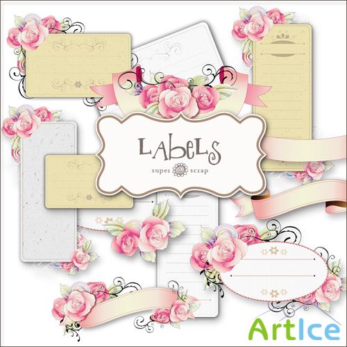 Scrap Set - Valentin Labels PNG Files