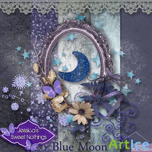 Scrap Set - Blue Moon PNG and JPG Files