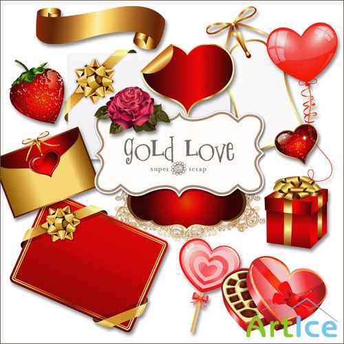 Scrap Set - Gold love PNG Files