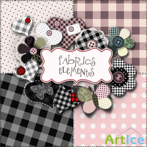 Scrap Set - Fabrics Elements PNG and JPG Files