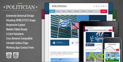 ThemeForest - Politician Responsive HTML5/CSS3 Template