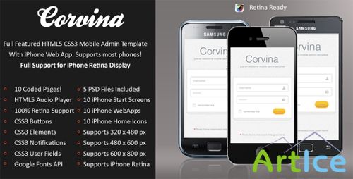 ThemeForest - Corvina Mobile Admin HD | HTML5 & CSS3 And iWebApp