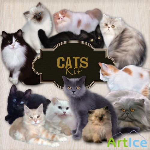 Scrap-kit - 15 Cats PNG Cliparts