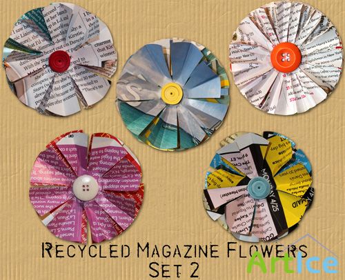 Scrap Kit -  Recycled Magazine Flowers 2