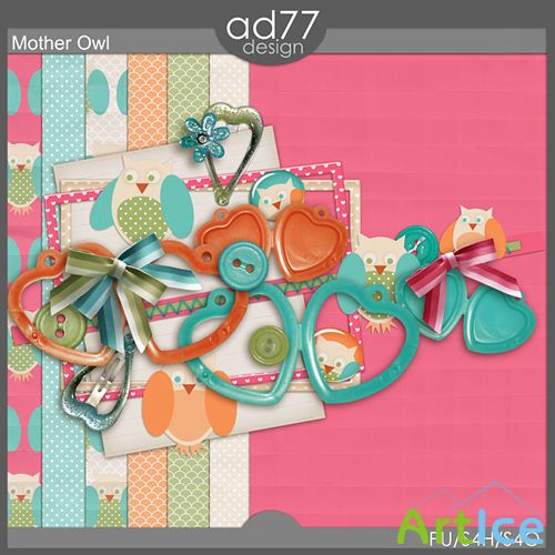 Scrap Set - Mother Owl PNG and JPG Files